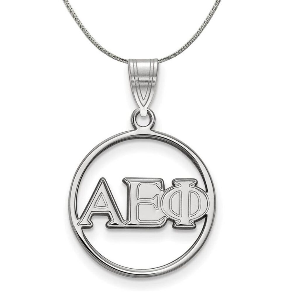 Sterling Silver Alpha Epsilon Phi Small Circle Greek Necklace, 24 Inch